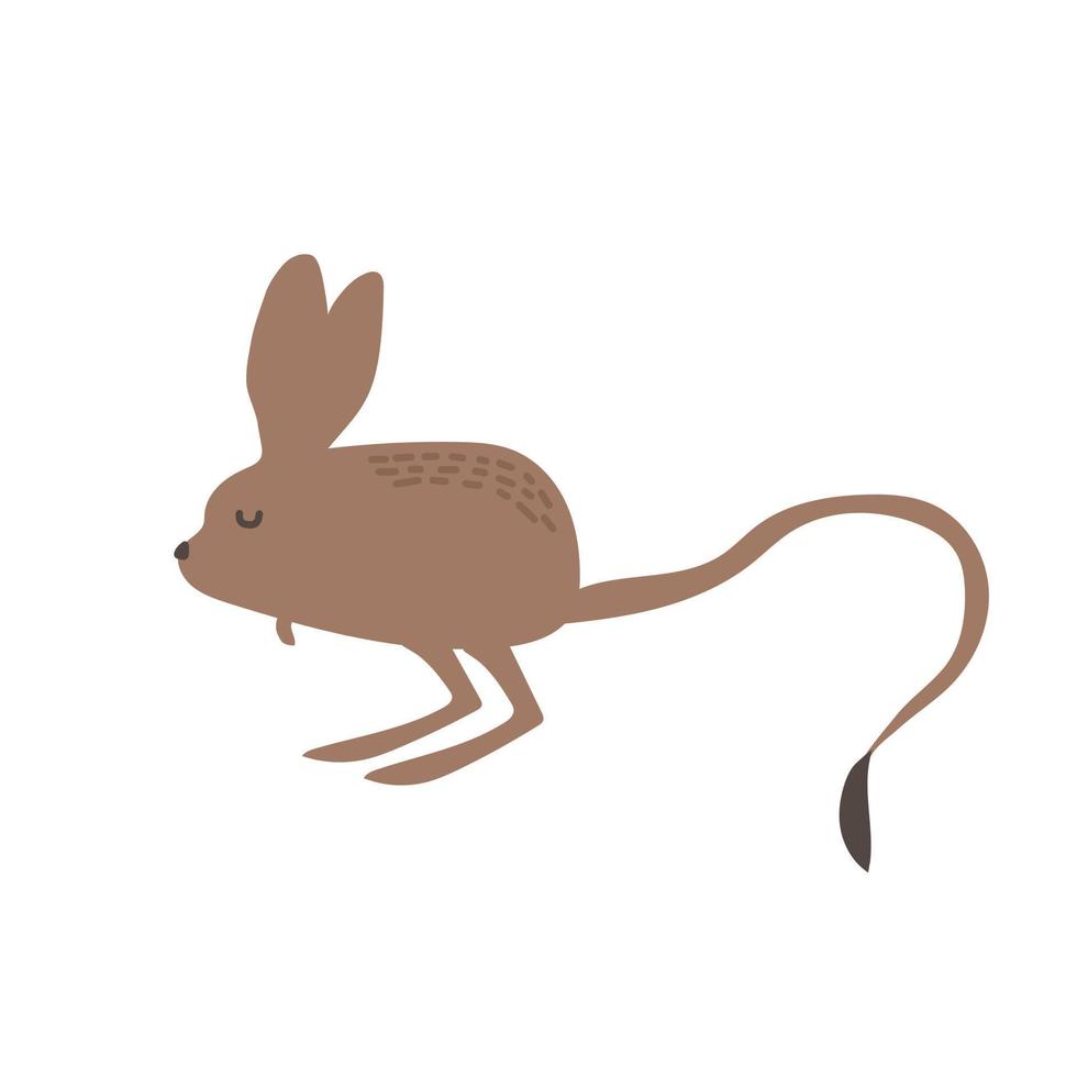 Jerboa in cartoon style for children postcards, posters and other in cartoon style on white background. Vector illustration.