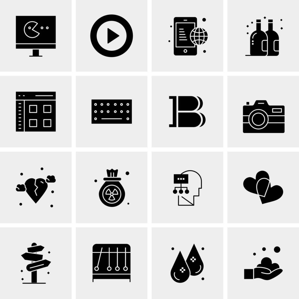 16 iconos de negocios universales vector ilustración de icono creativo para usar en proyectos relacionados con la web y dispositivos móviles