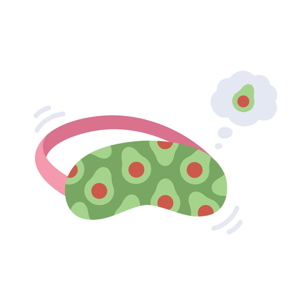Kids sleeping mask. Cute avocado mask. Colorful vector illustration. Avocado eye mask is in flat style.