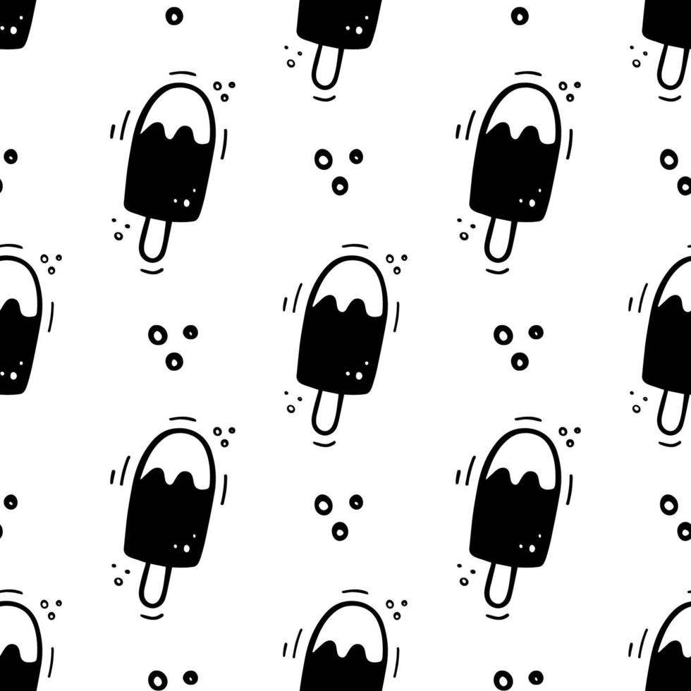 Hand drawn Ice cream seamless pattern. Fast food illustration in doodle style. Sketch of Ice cream. Fast food illustration in doodle style. Ice cream illustration. vector