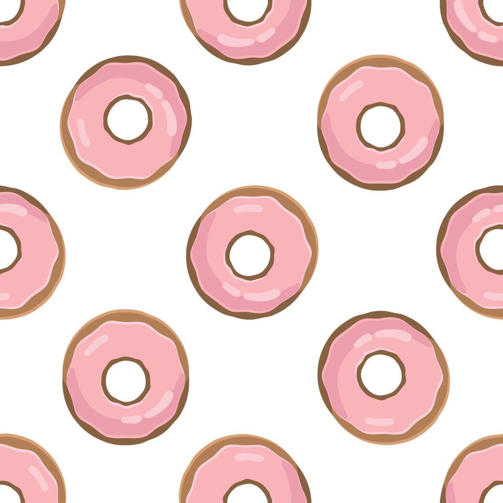 Donut seamless pattern. Fast food illustration in flat style. Pink Doughnut texture illustration. vector