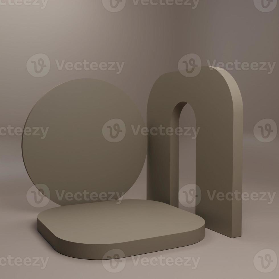 3D rendering brown podium on brown background photo
