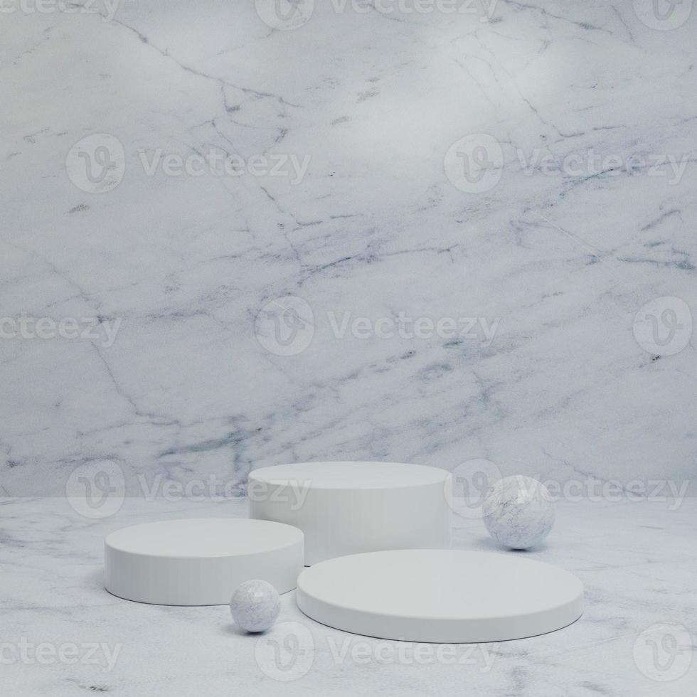 3D rendering white turntable on terrazzo background photo