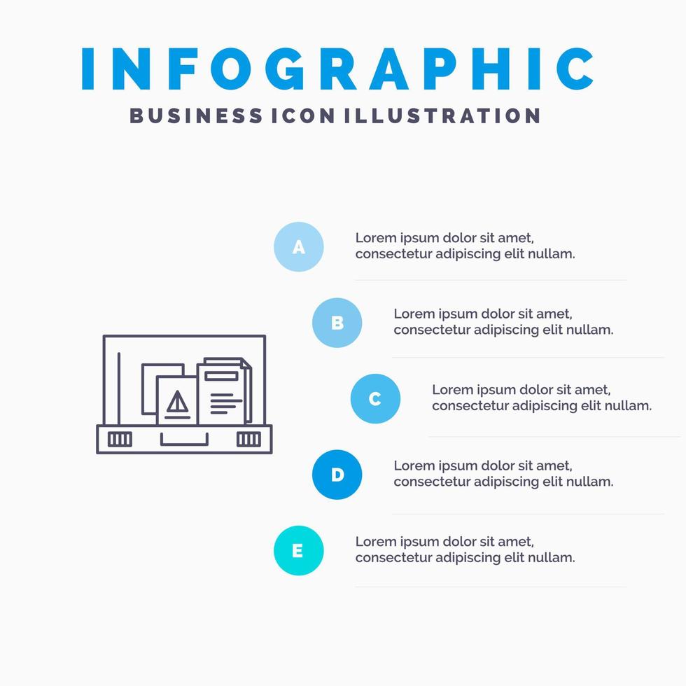 Presentation Paper Bag Briefcase Line icon with 5 steps presentation infographics Background vector