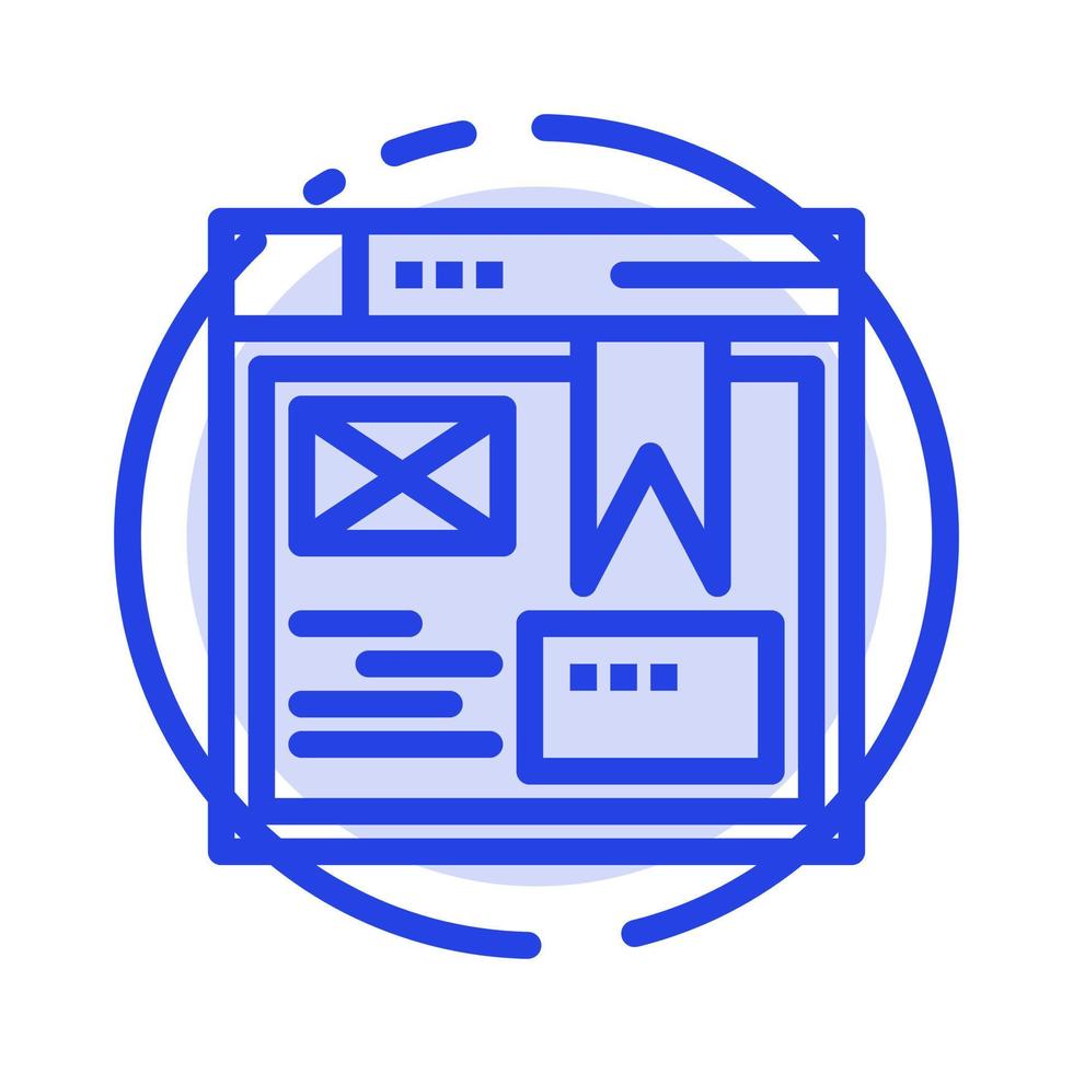 diseño diseño web sitio web línea punteada azul icono de línea vector