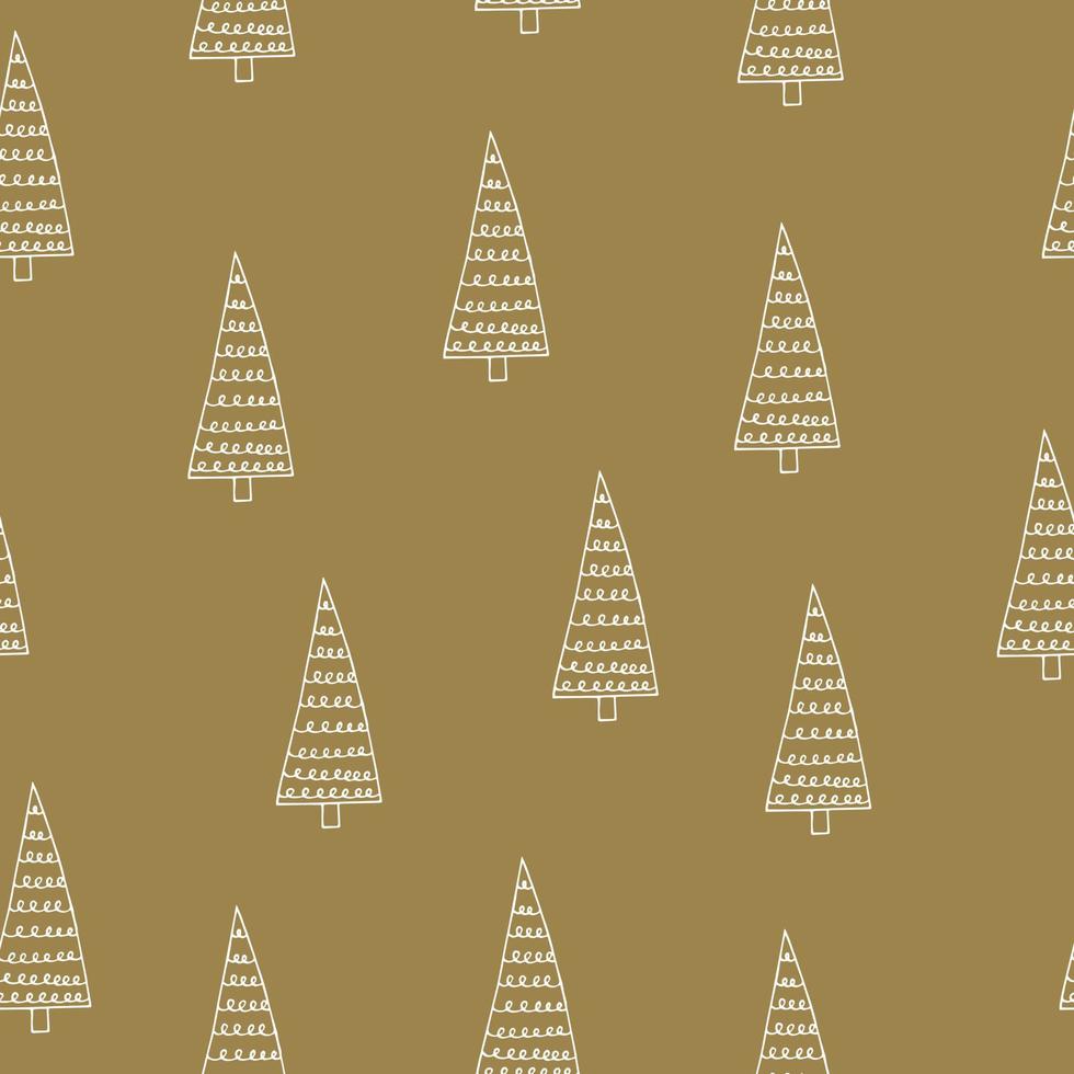 christmas tree seamless pattern hand drawn in doodle style. silhouette, simple, minimalism, monochrome, scandinavian. wallpaper, wrapping paper, textiles background vector