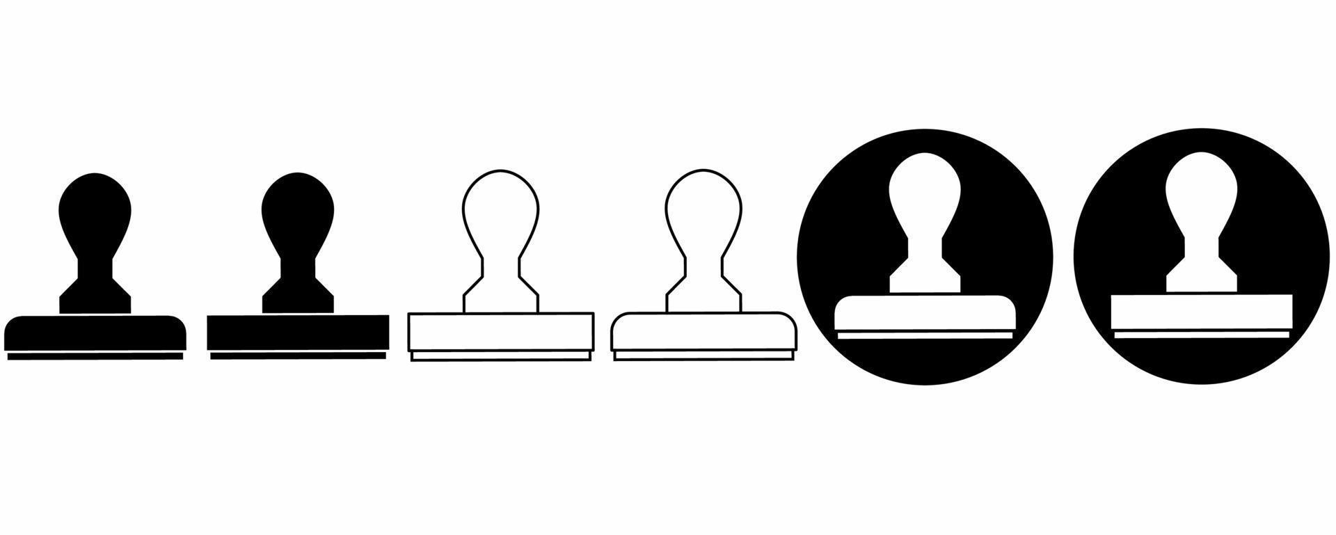 outline silhouette stamp icon set isolated on white background vector