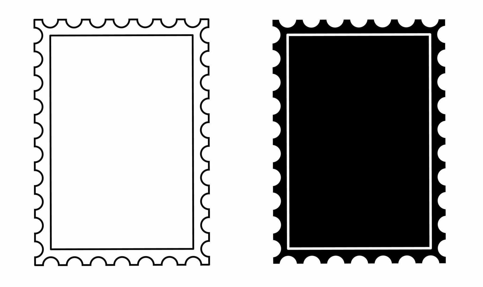 outline silhouette postage stamp icon set isolated on white background vector