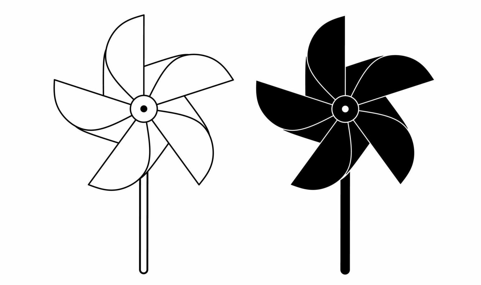 outline silhouette Pinwheel icon set isolated on white background vector