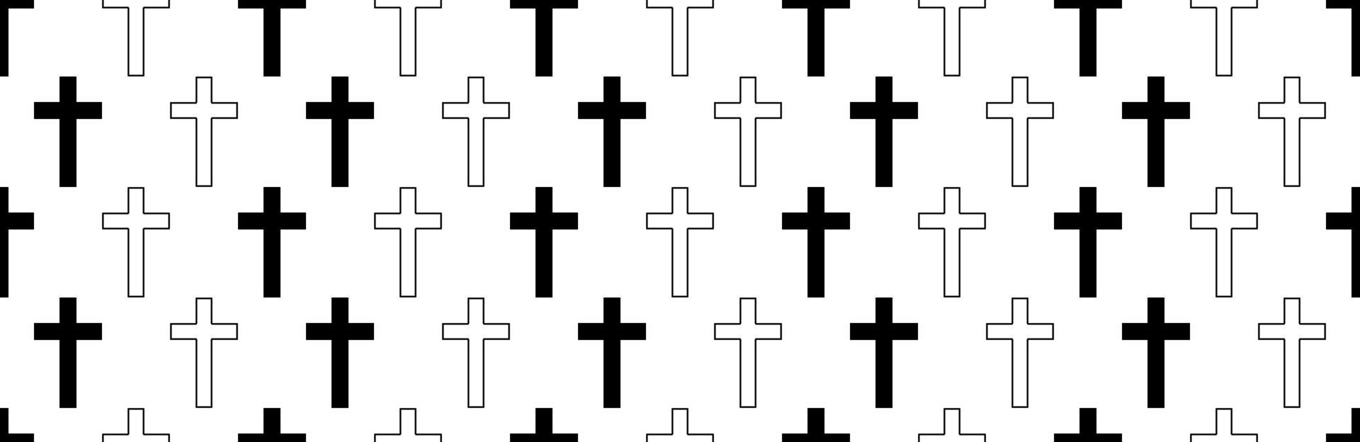 outline Silhouette Christian cross seamless pattern vector