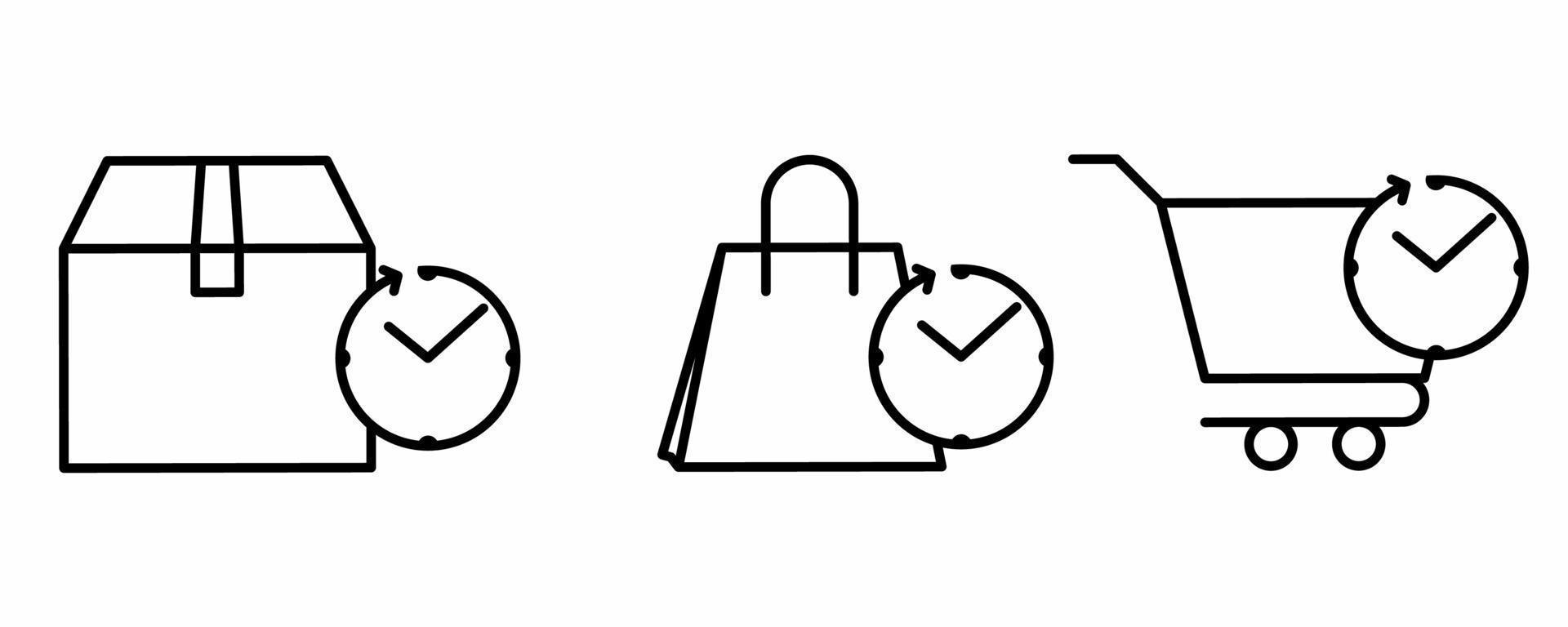 outline pre order icon set isolated on white background vector