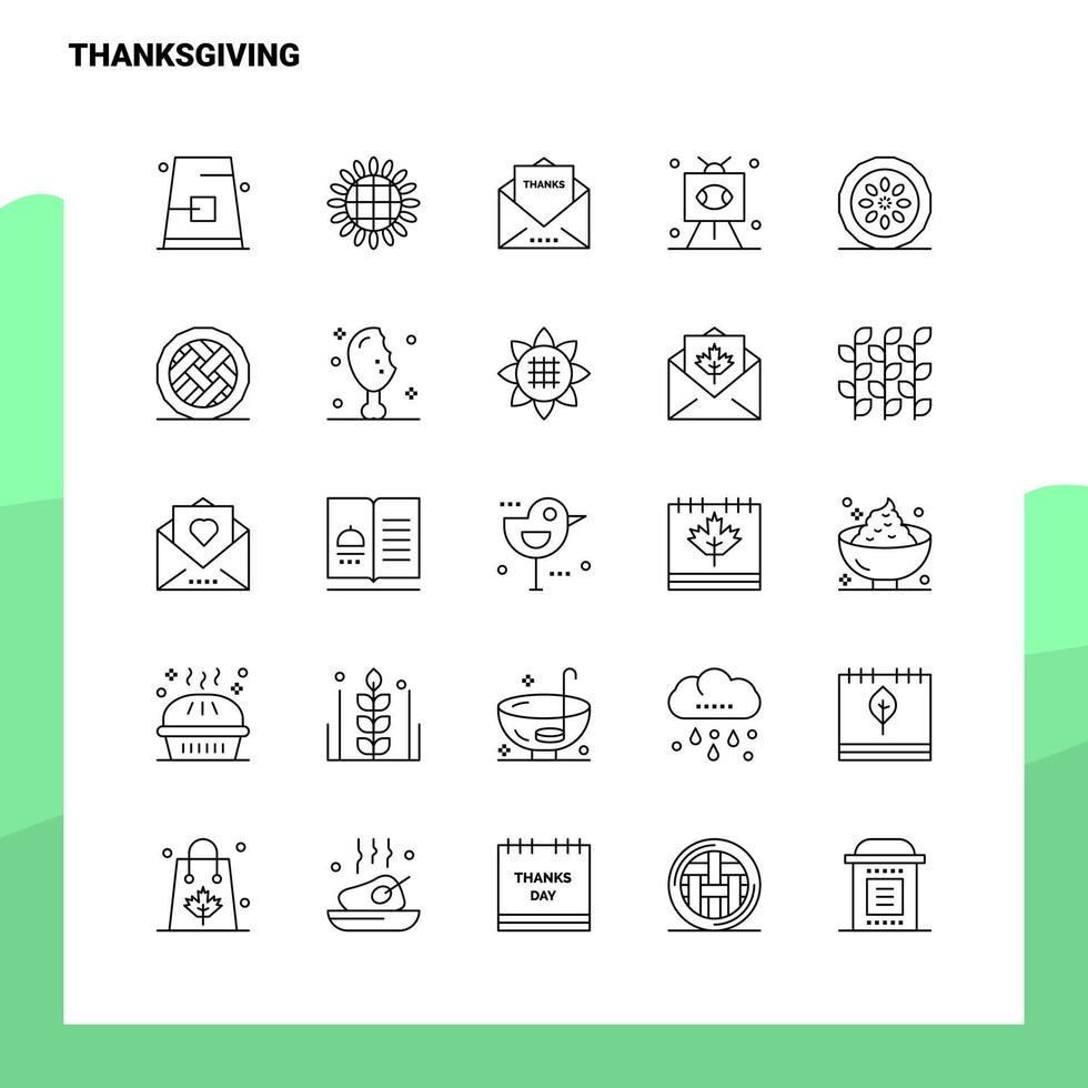 Set of Thanksgiving Line Icon set 25 Icons Vector Minimalism Style Design Black Icons Set Linear pictogram pack