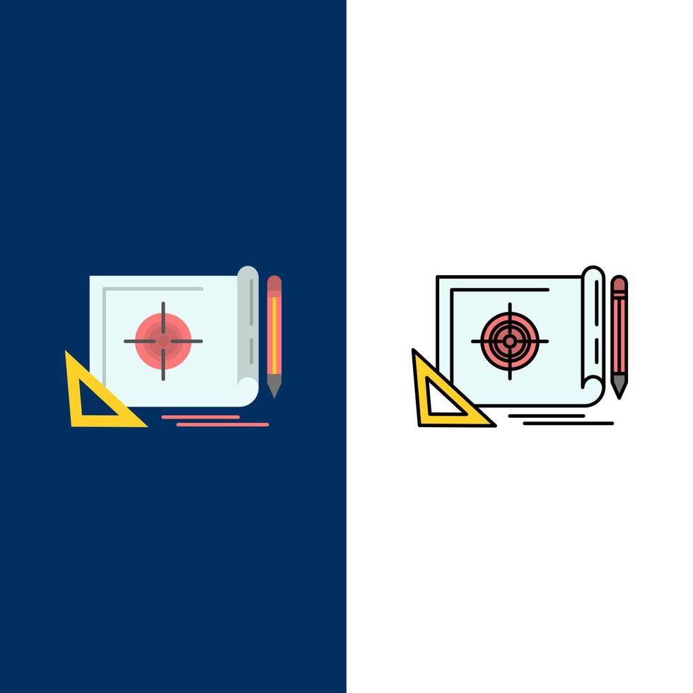 Achievement File File Target Marketing Target  Icons Flat and Line Filled Icon Set Vector Blue Background