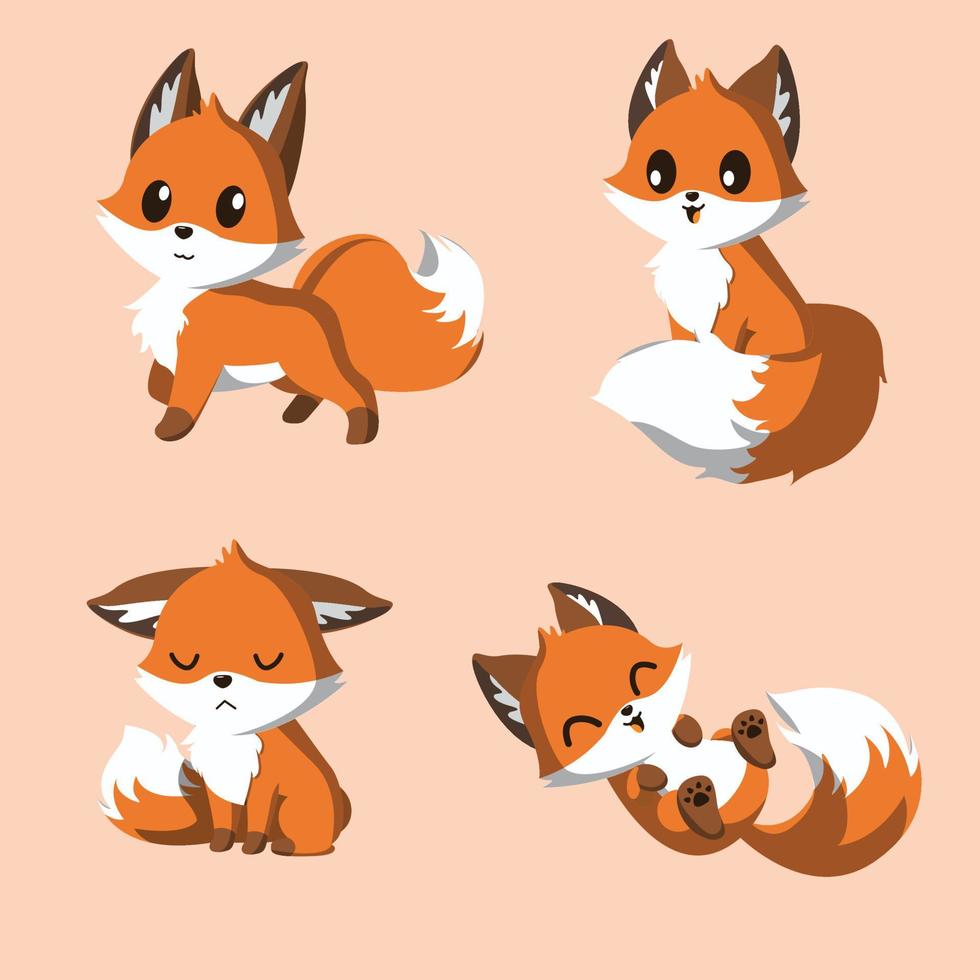 Collection of Cute Little Foxes vector