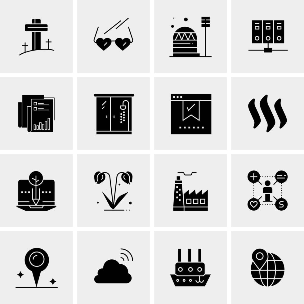 16 iconos de negocios universales vector ilustración de icono creativo para usar en proyectos relacionados con la web y dispositivos móviles