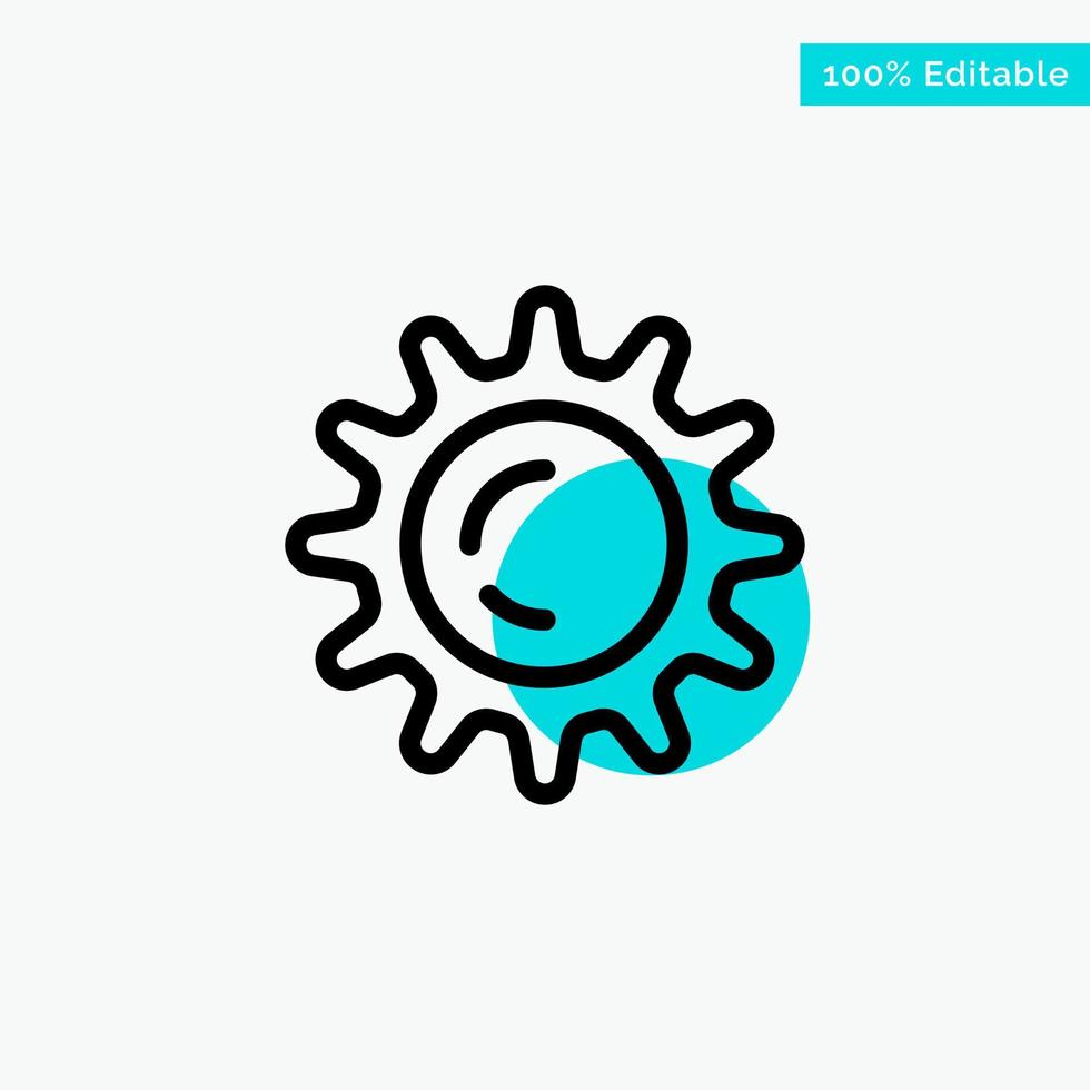 Sun Day Light turquoise highlight circle point Vector icon