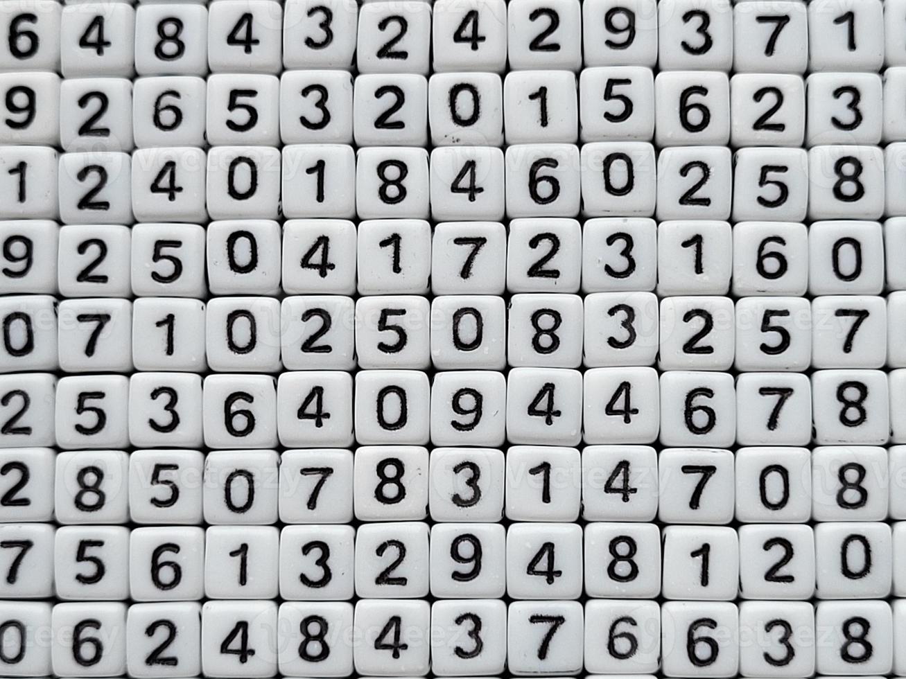 Colorful wooden numbers background. Numbers texture abstraction. Global economy crisis concept. photo