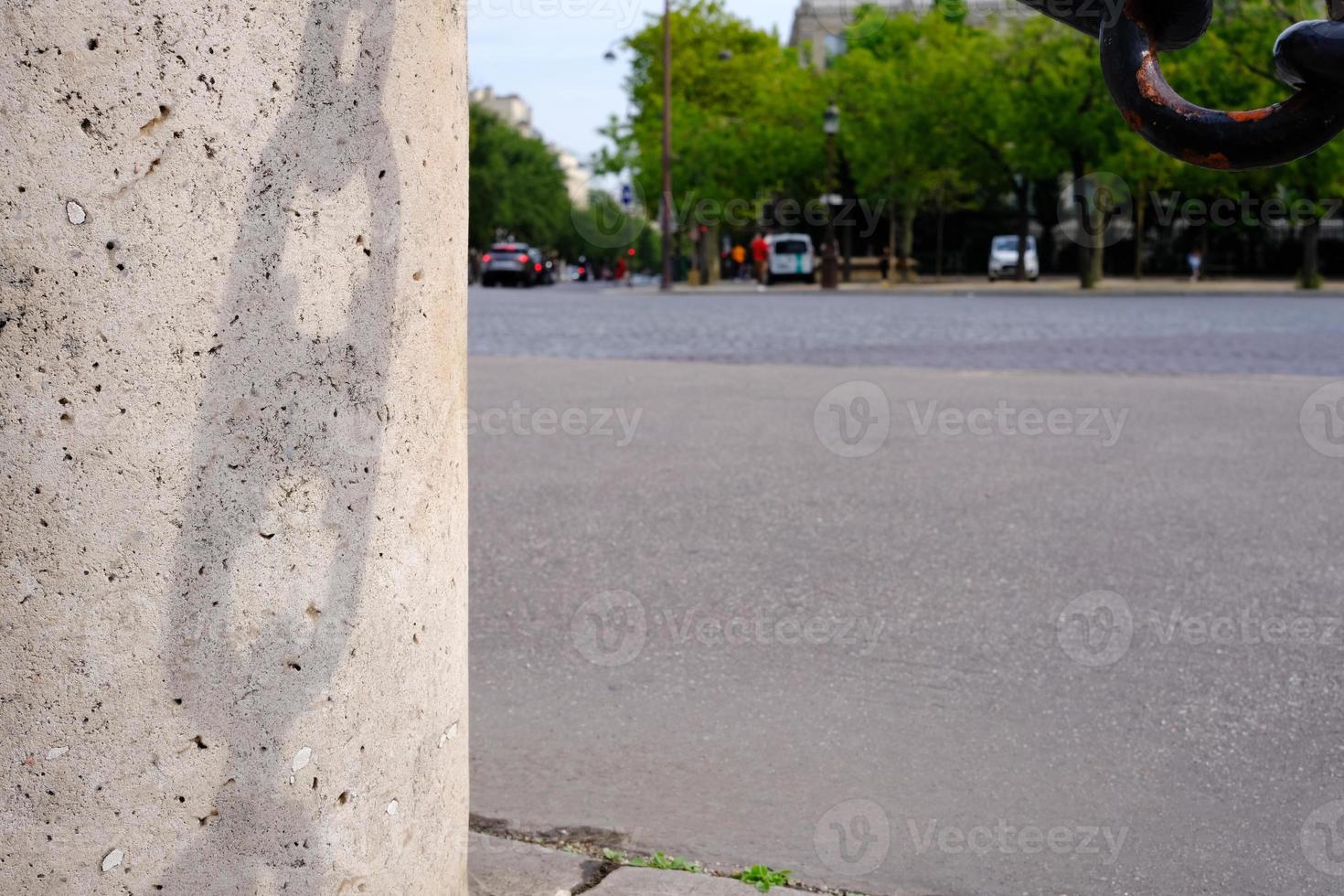 Shadow of Chain on the Concrete Pole. photo