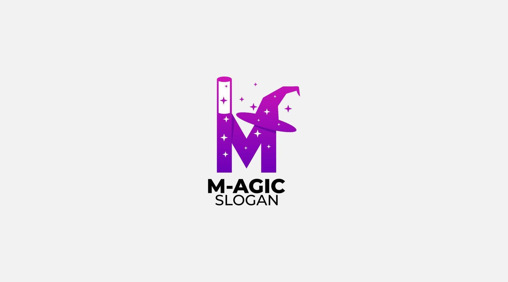 inspiración para el diseño del logotipo del sombrero mágico de la letra m vector