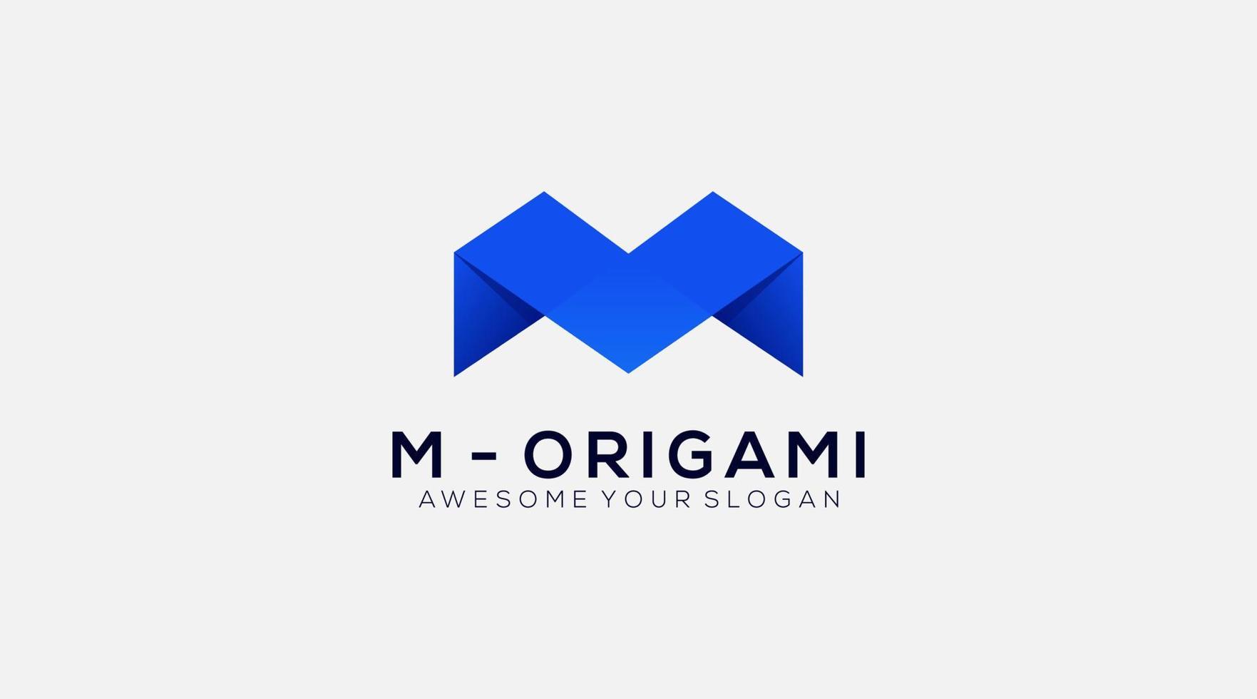 Letter M Vector Origami Logo design icon