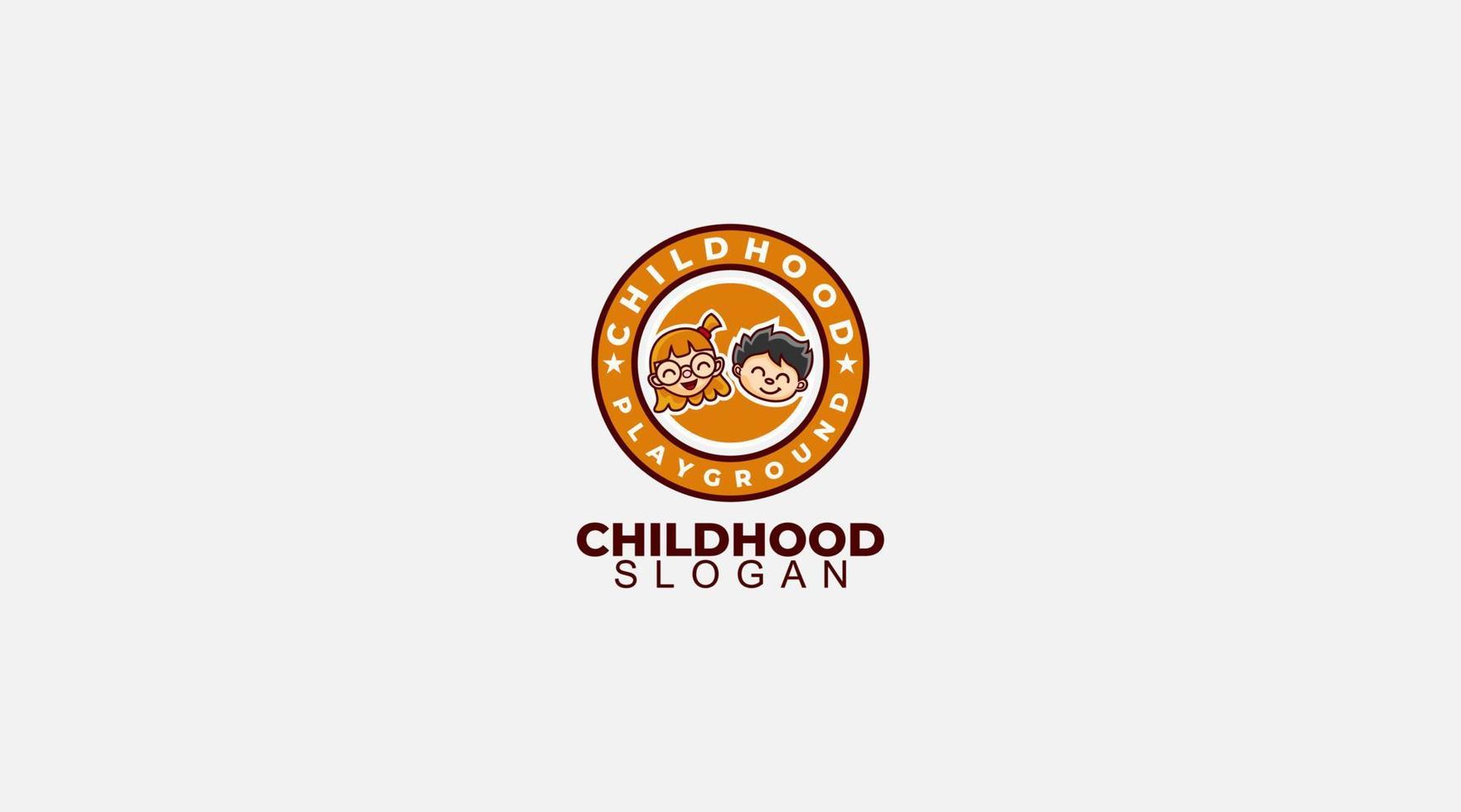 Kids Mascot badge logo design illustration vector
