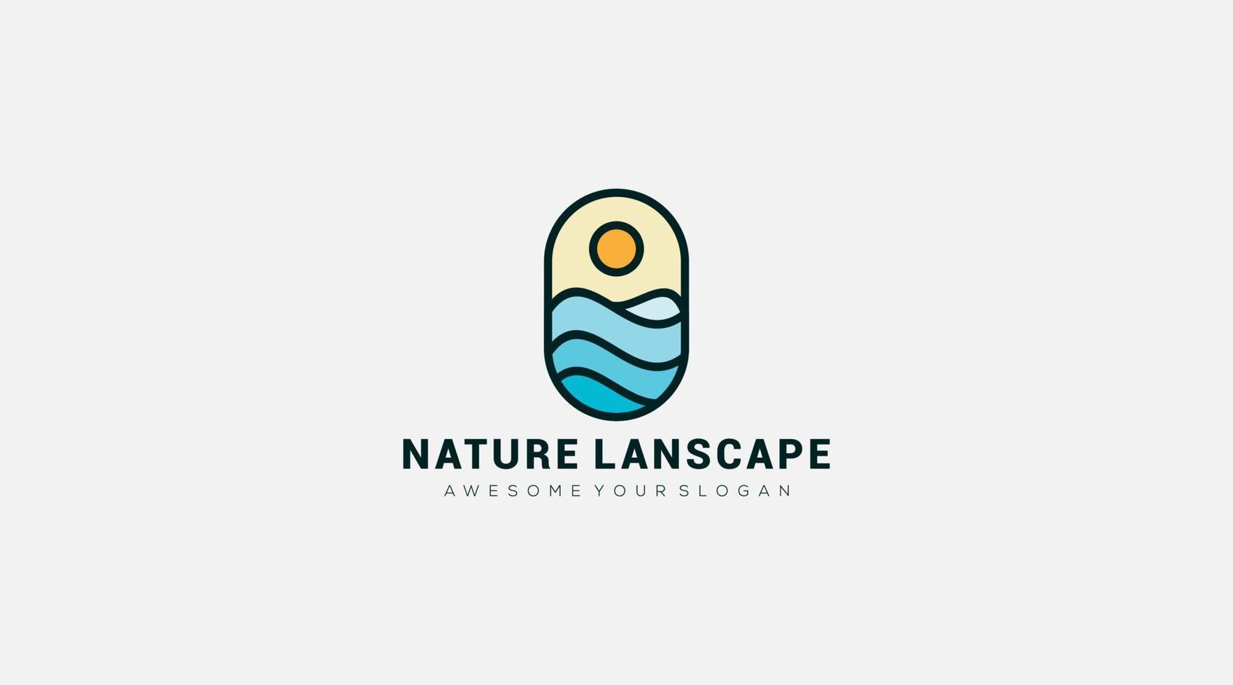 Nature Landscape Logo design Template Vector Illustrator