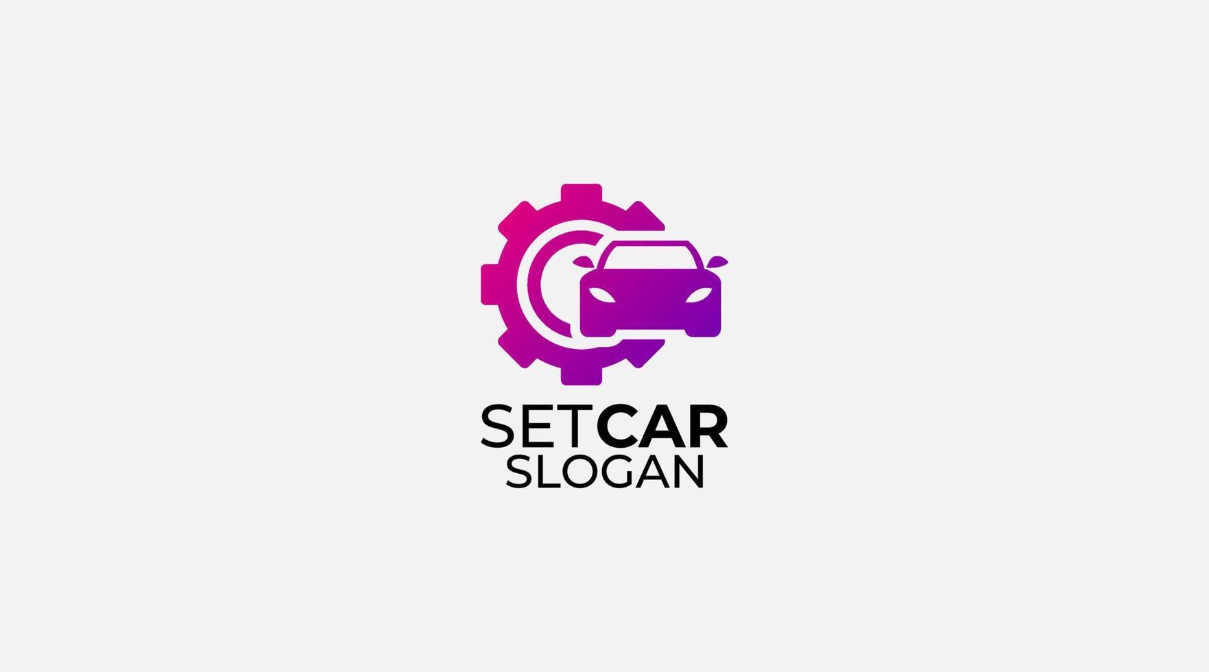 auto parts service with car silhouette and gear shape Logo design vector