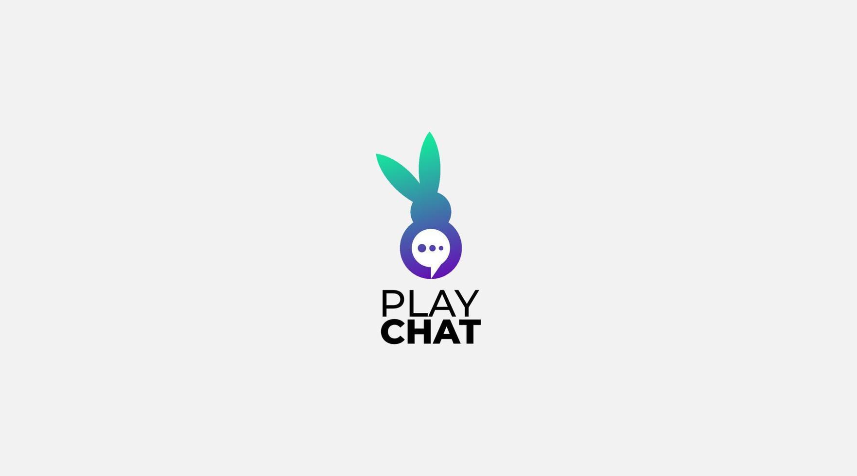 plantilla de diseño de logotipo de chat de conejo vector