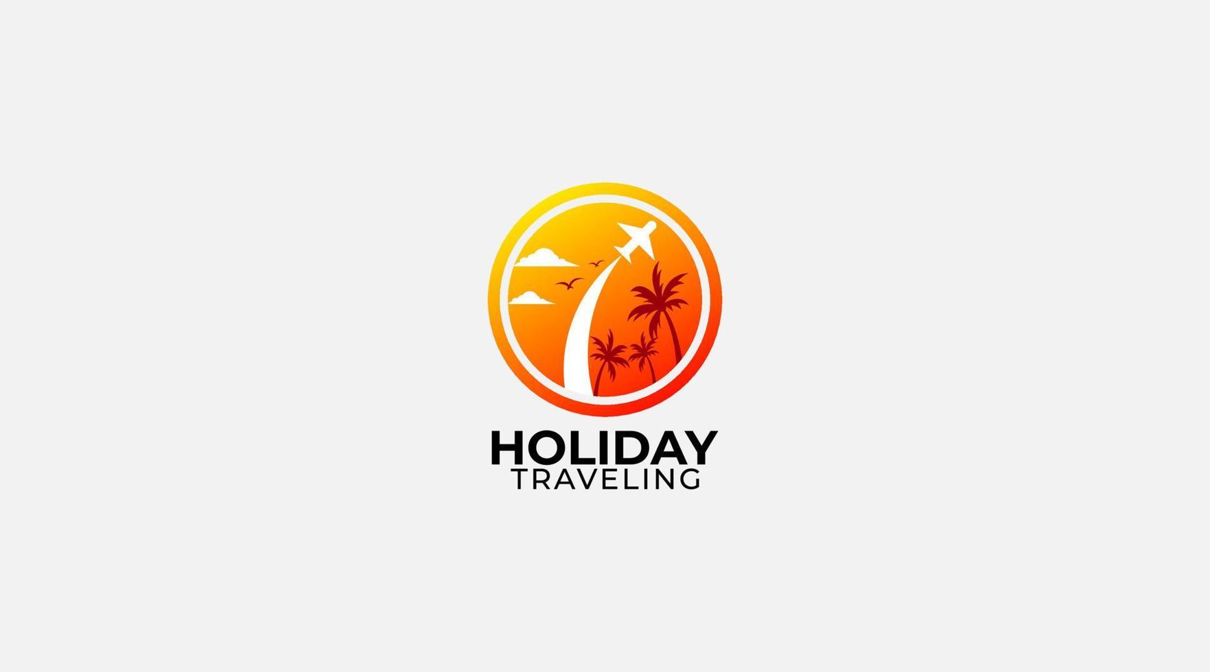 Palm or coconut tree summer travel logo template vector illustration