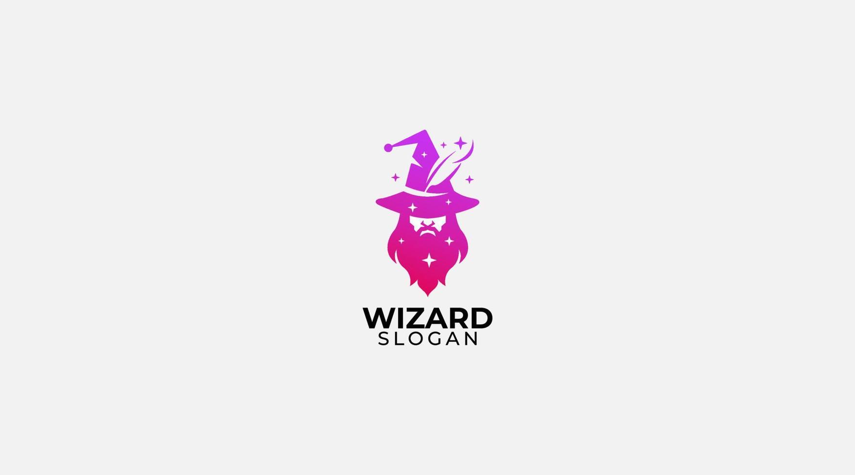 old man magician with beard line logo symbol icon wizard vector graphic design