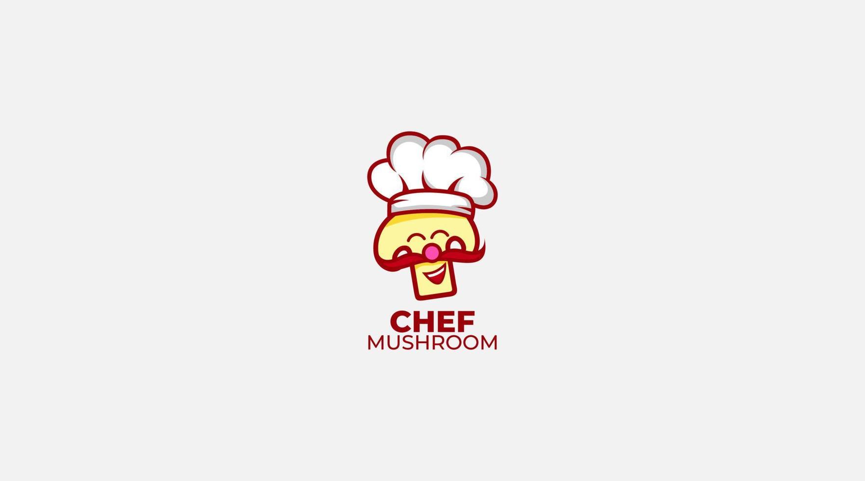 Vector Logo Illustration Mushroom Chef Simple Mascot Style