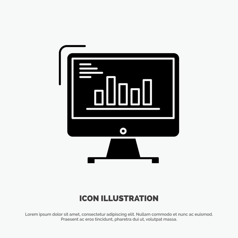 Chart Analytics Business Computer Diagram Marketing Trends solid Glyph Icon vector