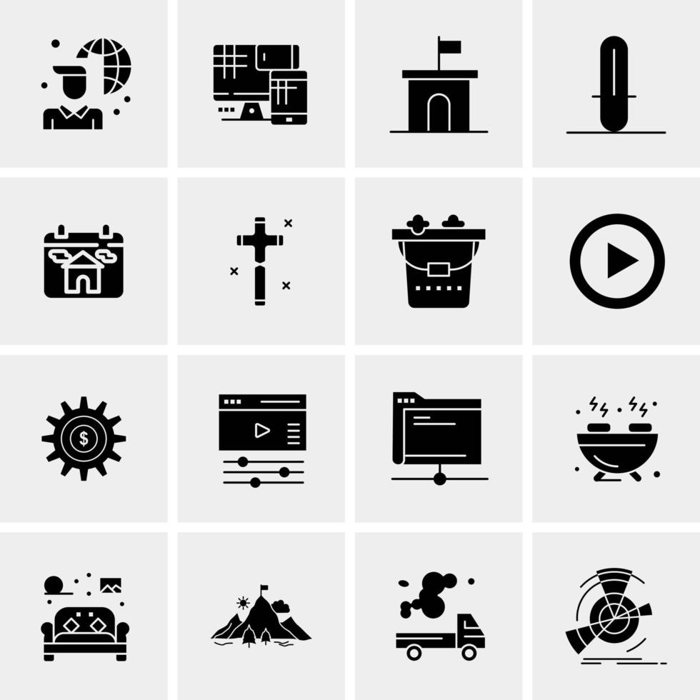 16 iconos de negocios universales vector ilustración de icono creativo para usar en proyectos relacionados con la web y dispositivos móviles