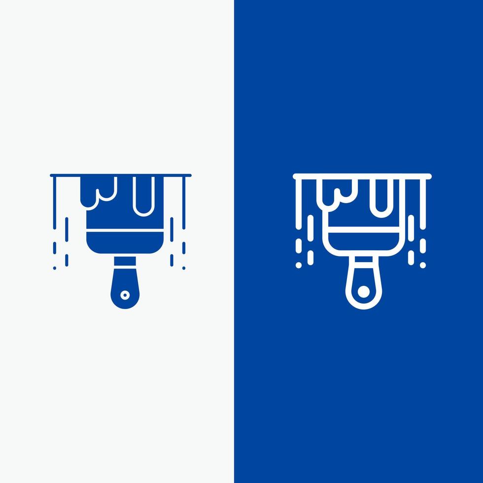 Brush Construction Paint Line and Glyph Solid icon Blue banner Line and Glyph Solid icon Blue banner vector