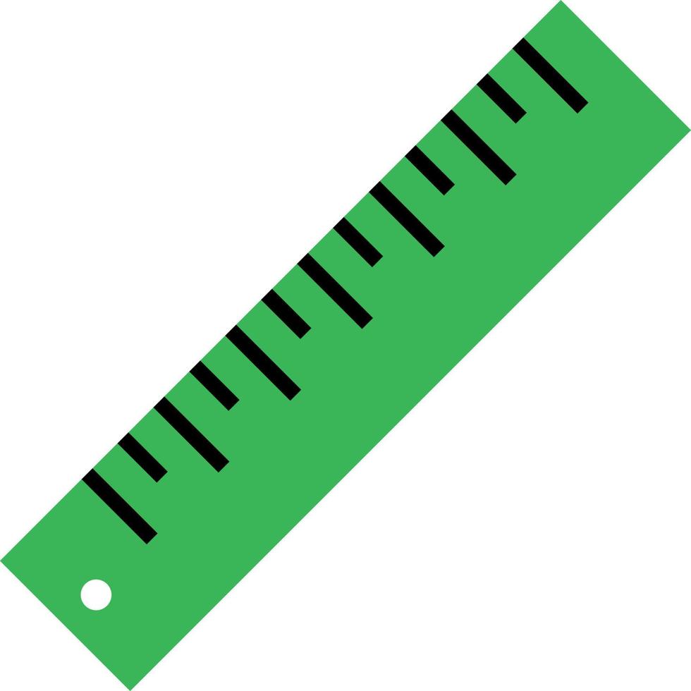 Ruler, vector. Green ruler with black scale, illustration. vector