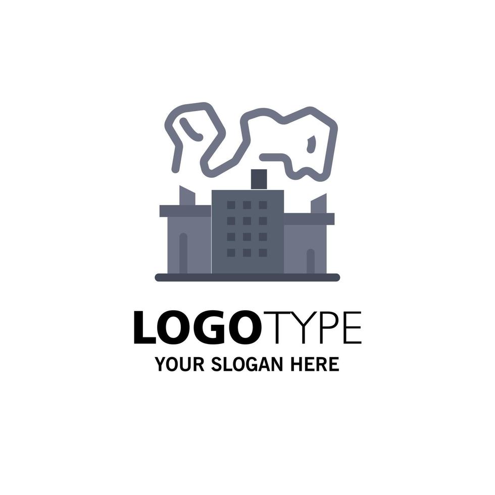 Factory Industry Nuclear Power Business Logo Template Flat Color vector