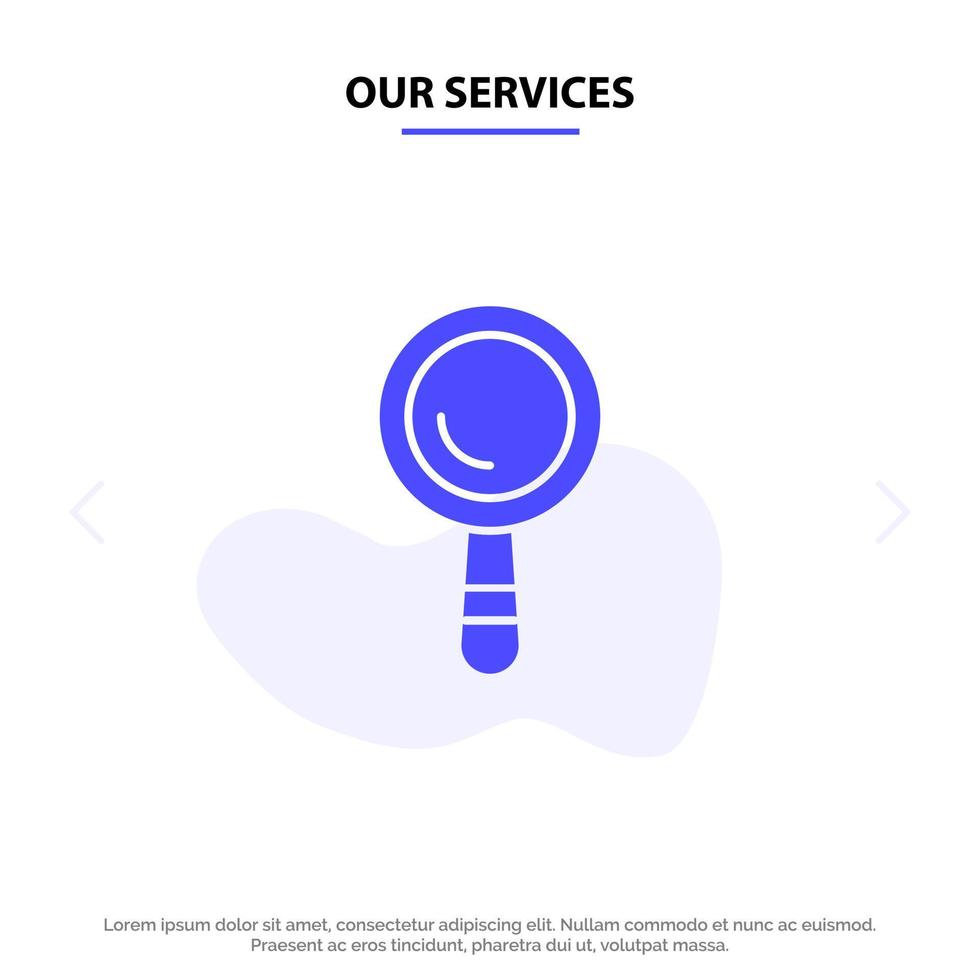 Our Services Search Construction Building Solid Glyph Icon Web card Template vector