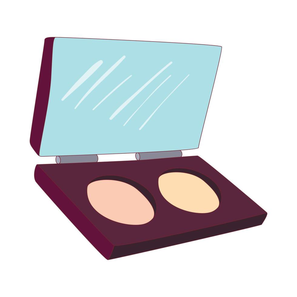 Cosmetic powder in a box icon, cartoon style vector