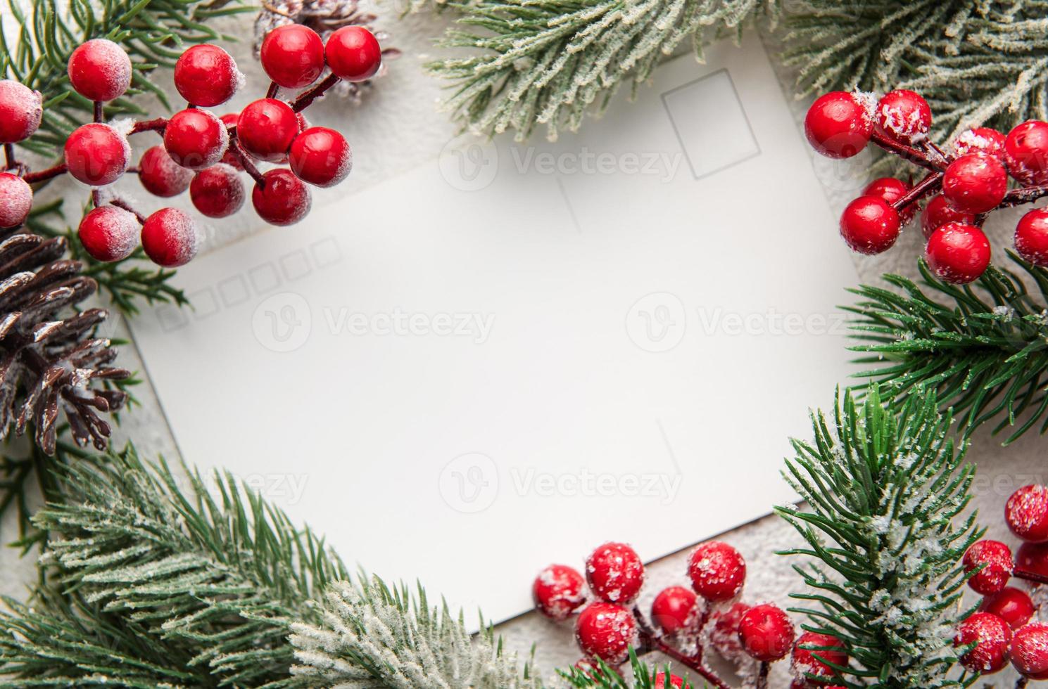 Fir Tree Decorations  On  Concrete With Copy Space photo