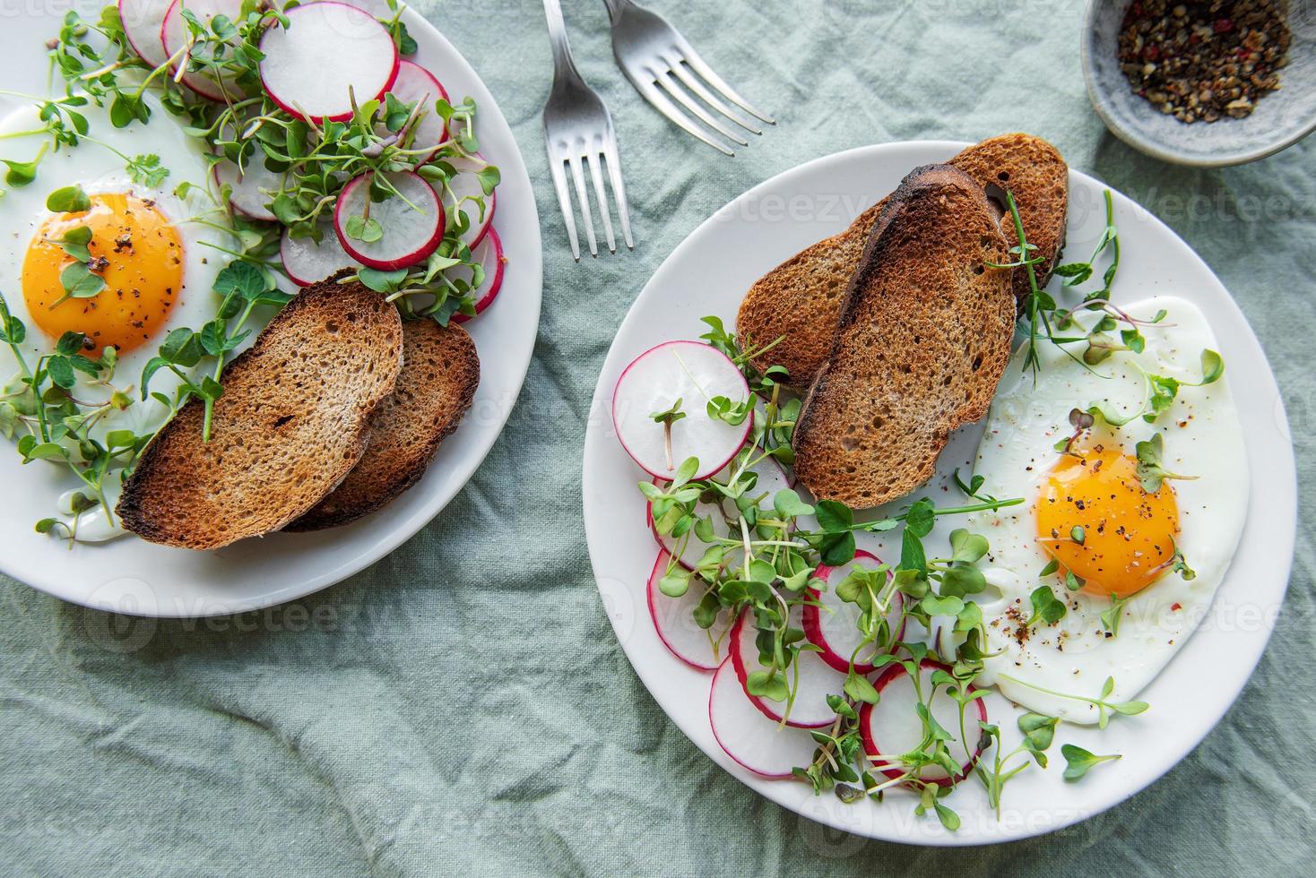 Rye bread  with fried egg photo