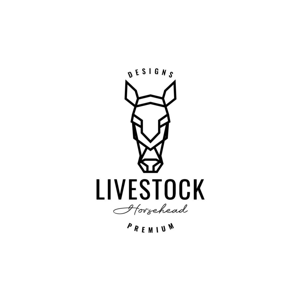 head horse polygonal lines hipster logo design vector