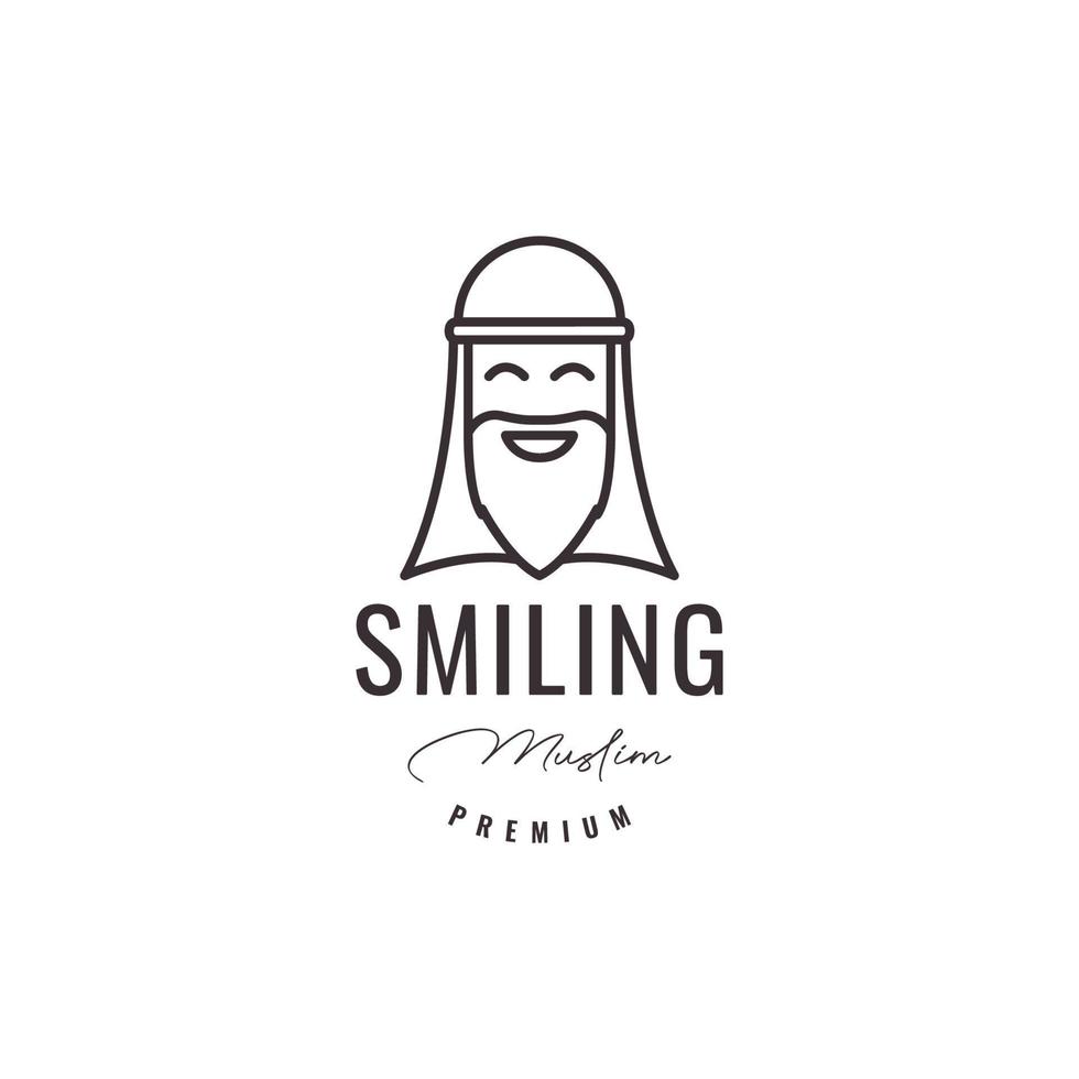 arabic man face smile lines logo design vector