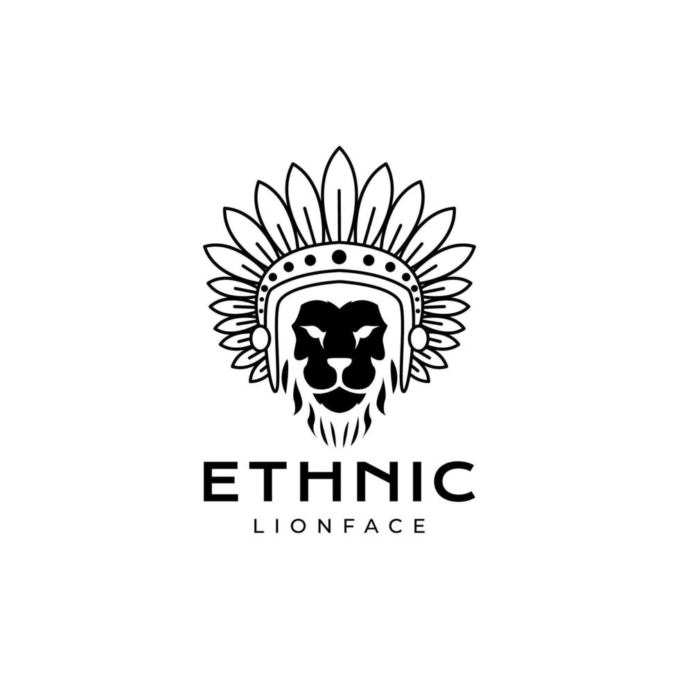 cara de león con diseño de logotipo de cultura de tribu étnica vector