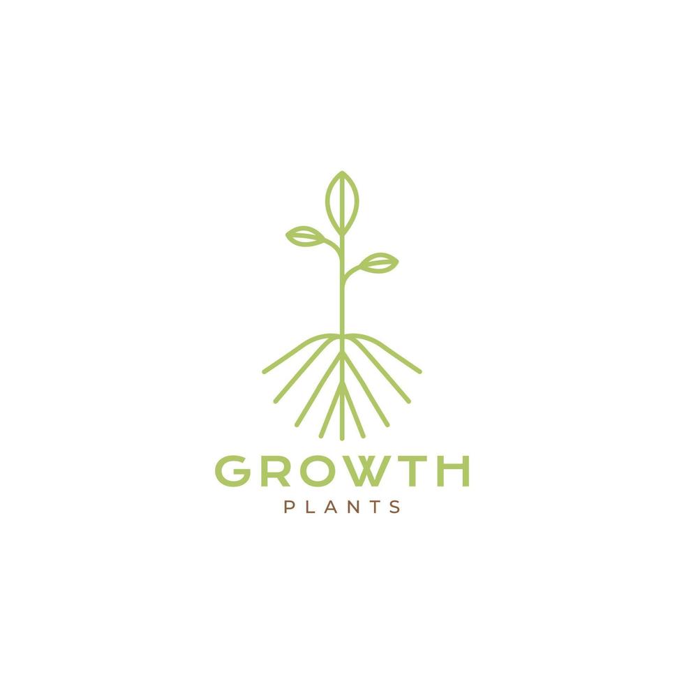 vector de diseño de logotipo minimalista de granja de campo de crecimiento de planta verde