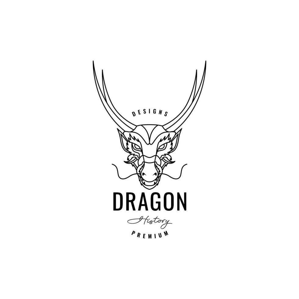 head dragon myth legend line minimalist logo design vector