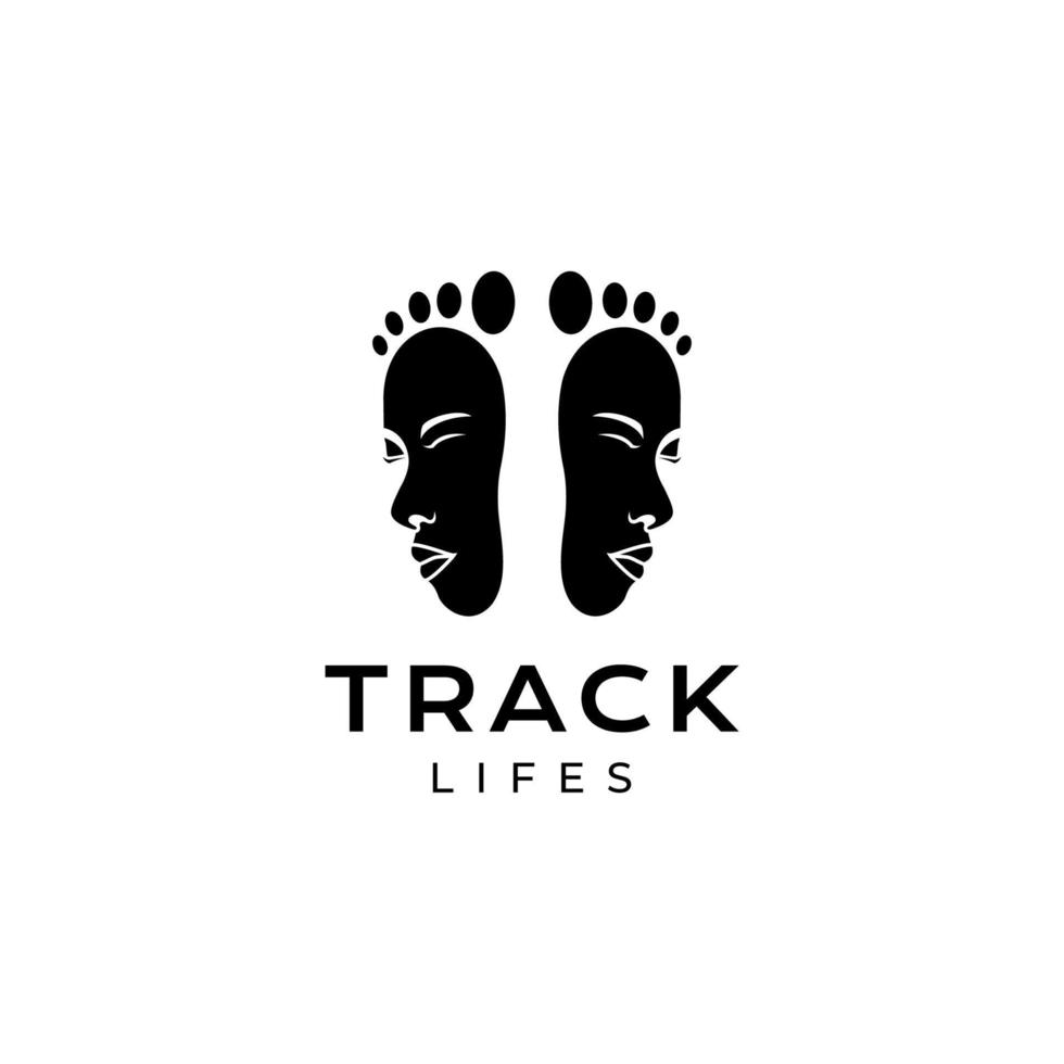 human footprints with face logo design vector