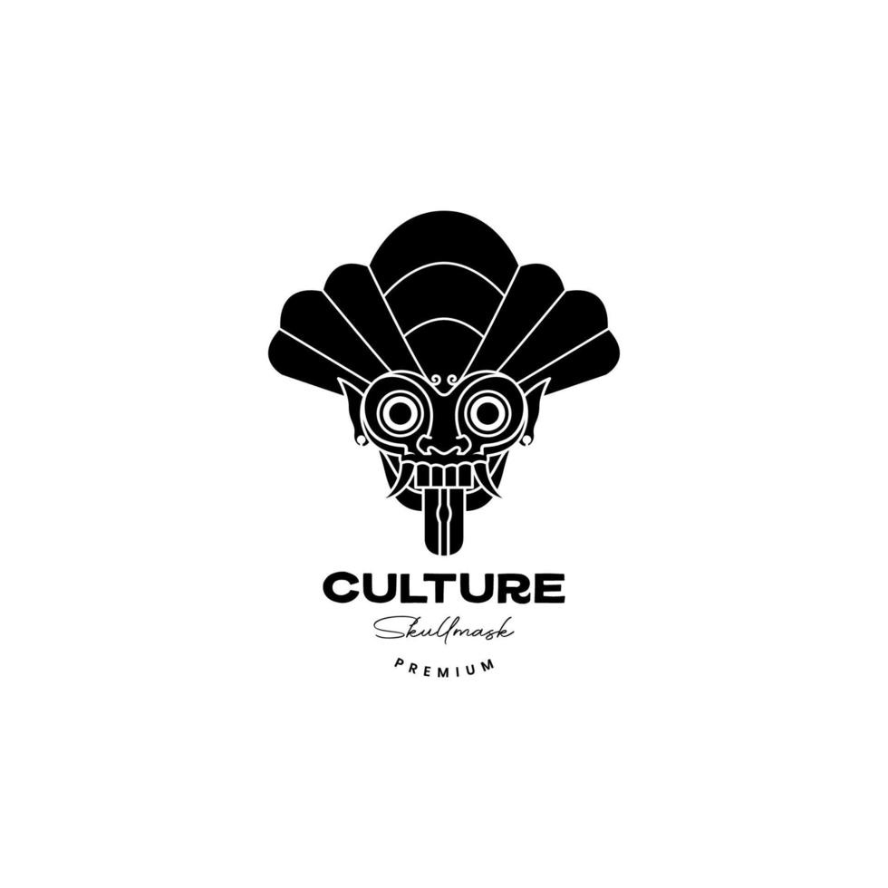 cultura máscara barong bali susto logo diseño vector