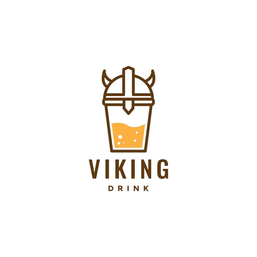 bebida de jugo de naranja con vector de diseño de logotipo vikingo