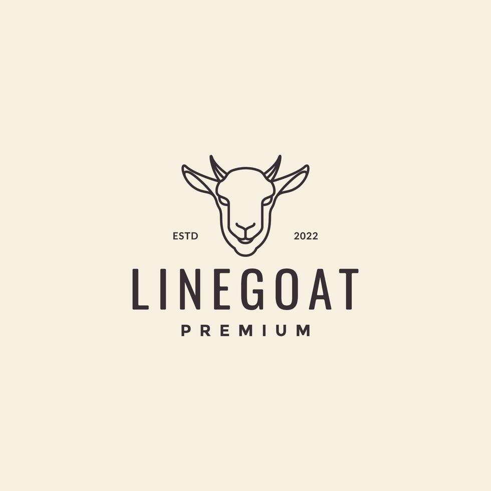 head nanny goat line minimalist hipster logo design vector