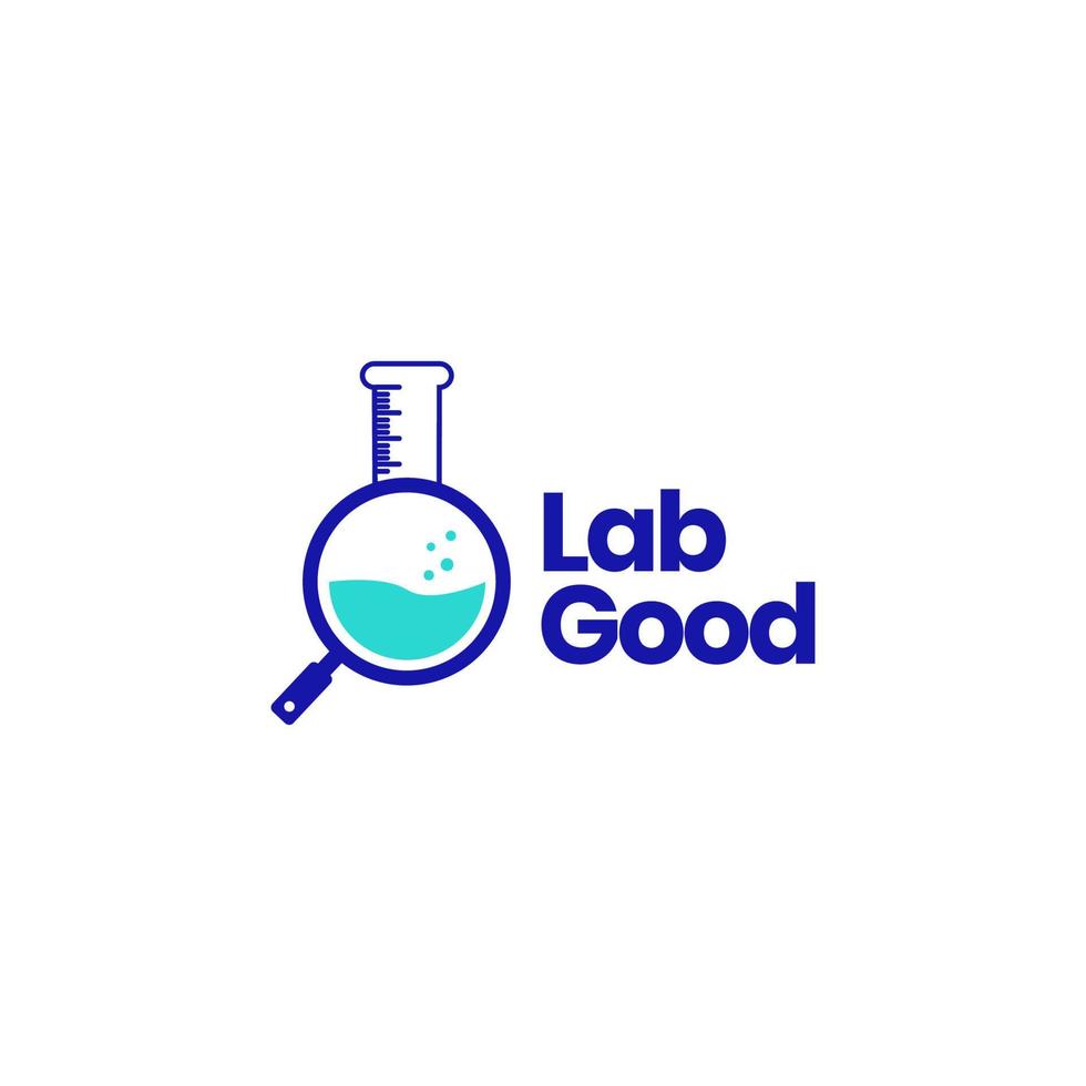 magnifying glass with laboratory glass logo design vector